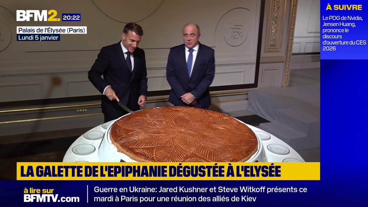 Emmanuel Macron sert la galette de l'Épiphanie à l'Élysée #BFM2