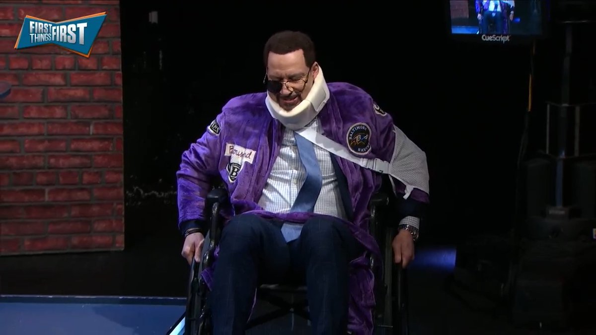Like the rest of #RavensFlock, Brou is playing through a lot of pain today 🤕 nick wright | Wildes | Chris Broussard