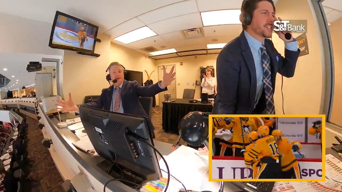 Kris Letang scored the OT winner in his 1,200th NHL game... and we're bringing you the behind-the-scenes look from the Penguins' radio booth 💪