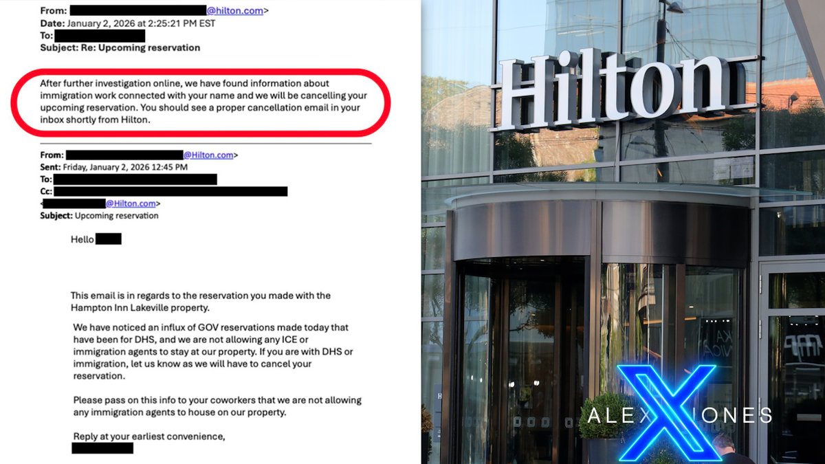 TREASON ALERT!!! Hilton Hotels Cancels Reservations For ICE Agents! The Hotel Chain Has Issued A Statement Publicly Siding With Illegal Alien Invaders, Rapists, & Murders The American People Must Issue A Clear Ultimatum— If Hilton Hotels Has Not Reversed This Un-American Action, Then A National Boycott, Similar To Bud Light & Anheuser-Busch, MUST Take Place!