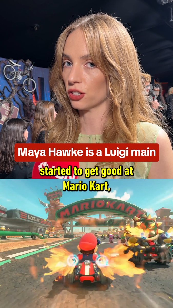 The Stranger Things cast played Mario Kart together while on set and it sounds like Sadie Sink is Maya Hawke's Waluigi: