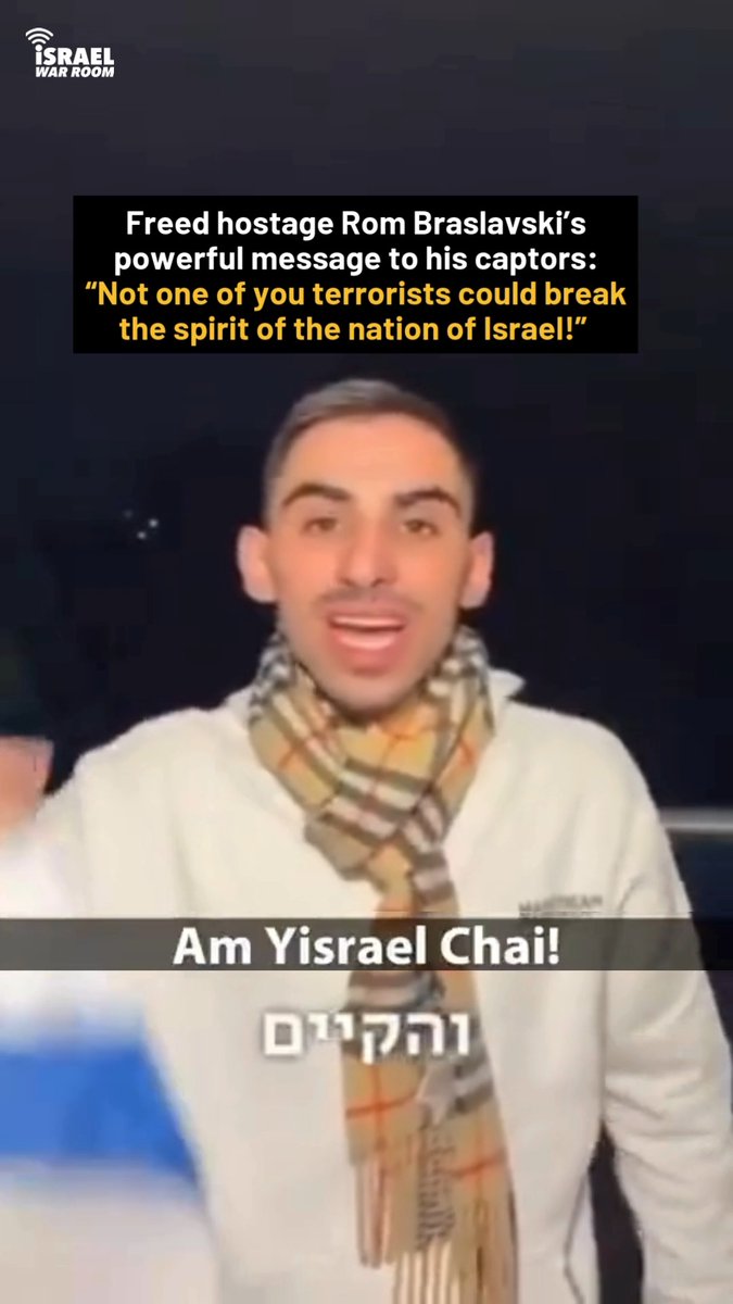 🇮🇱 ✡️ CHILLS: Freed hostage Rom Braslavski sends a powerful message to his captors: “Not one of you terrorists could break the spirit of the nation of Israel. Am Yisrael Chai!”