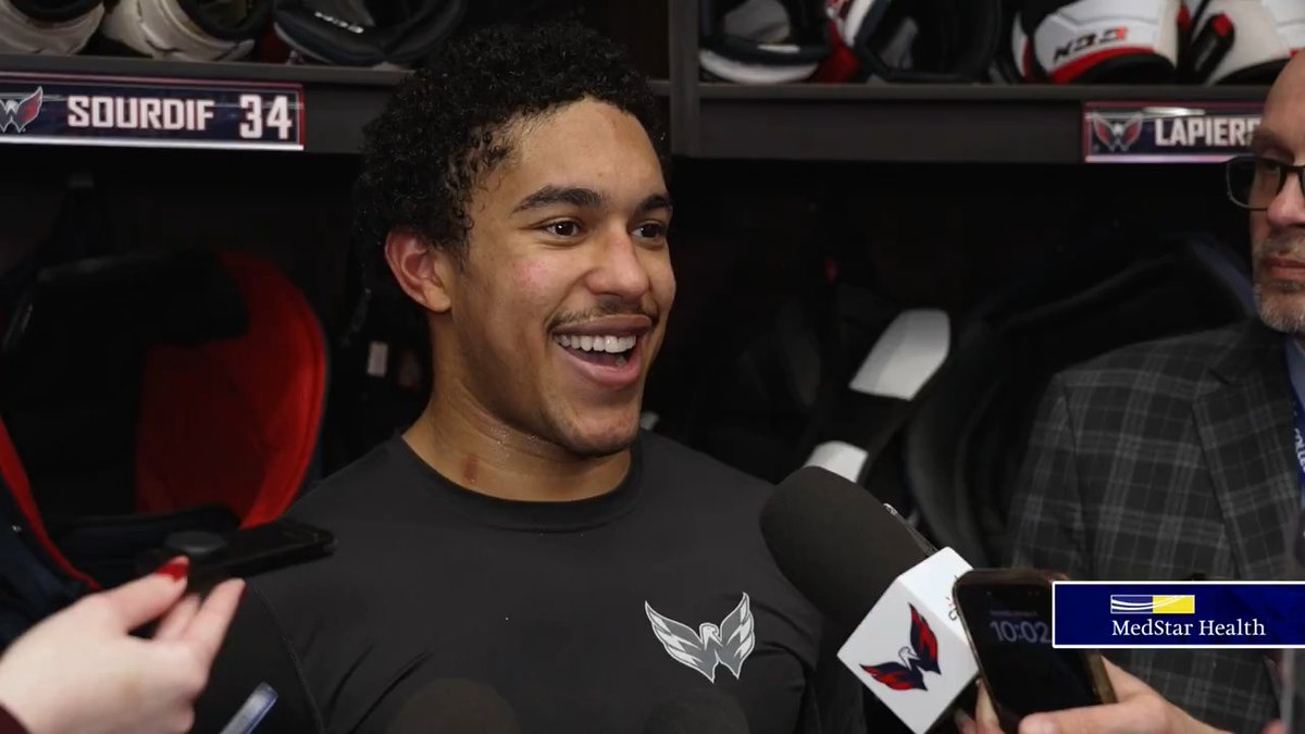 “We were having a lot of fun — Leno, Mikey and I. We were laughing and joking on the bench. We just kept it light and kind of just kept rolling as the game went on.” Justin Sourdif on his five-point performance tonight, including his first career hat trick. #CapsDucks