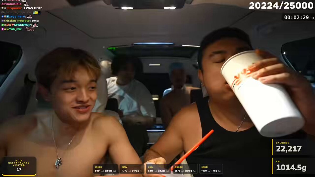 Jasontheween, Arky, A2Guapo, &amp; Zoil have officially completed their ‘Doug Doug Challenge’ while breaking the record of the fastest time 😭🔥 - 22,217 calories combined - 1014.5g Fat - 17 restaurants - 6 hours