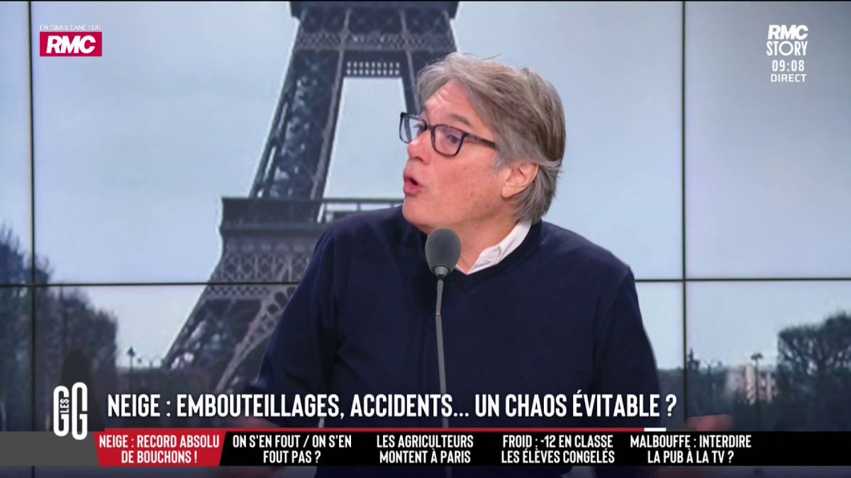 ❄️ Neige : record absolu de bouchons en Ile-de-France… Un chaos évitable ? 🗣️ Alain Marschall : "C'est quand même scandaleux. Depuis 15 jours, on annonce qu'il va neiger. Les bus ne fonctionnent pas. Qu'est-ce qui empêche d'équiper les bus de pneus 4 saisons ?" #GGRMC