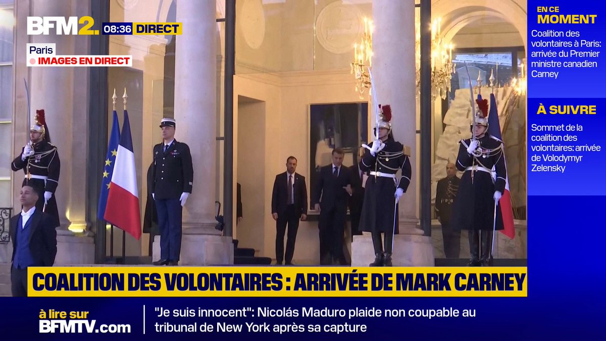 Coalition des volontaires à Paris: arrivée du Premier ministre canadien Mark Carney à l'Elysée #BFM2
