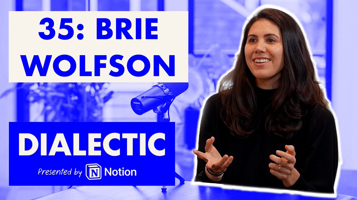 Ep. 35: Brie Wolfson - Loving Attention & Ease in Craft Brie Wolfson is something of a marketing and culture wizard, and has helped some of the most incredible companies and leaders in Silicon Valley by amplifying what is true and unique about them. That includes Cursor and Michael Truell, Join Colossus and Patrick OShaughnessy, Stripe, Stripepress and Patrick Collison, Figma and Dylan Field, and others behind the scenes. But what stands out most in Brie is her infectious joy, dedication to craft, and lifelong dance between a desire to be great and an ability to listen to and trust herself to go in unlikely directions--as she so poignantly explored in her recent essay/profile on Kevin Kelly, 'Flounder Mode.' I hope this conversation inspires you find ways to amplify those you believe in with loving attention, settle into ease and quality in whatever you make, and pursue a life of joyful usefulness. Available below and on all platforms. Timestamps: 0:00 - Opening 3:54 - Notion 5:04 - Intro: Craft, Finger Feel, and Staying Closer to the Ground Level 13:27 - Process vs. Output, Quality vs. Speed, and Great Editing 21:44 - Craft, Substance, and Truth in Marketing 25:56 - Individuals as the Building Block of a Company and Empowered ICs 32:02 - Creative Collaboration and In-Person and Remote 36:46 - Company Building: What is Changing and What Will Stay the Same 44:25 - The Soft Stuff: Great Company Values and Great Culture 52:17 - Thinking vs. Doing Cultures, 996 and Difficulty Sitting Still 1:00:37 - Morale, Fun, Amplifying Leaders, and Loving Attention 1:11:58 - Career Path Advice for Young People 1:19:56 - Kevin Kelly, Chasing Greatness, Illegibility, and Ease in One's Craft 1:27:29 - Special Talent and Contagious Ambition 1:32:22 - Brie’s Spike: Charisma, Hard and Soft, Making Things Fun, and Belief 1:43:23 - Taste, Appreciation, Generosity, Skill and Soul 1:57:26 - Great Editors, Saying No and Getting to Yes, and Being Receptive to Editing 2:05:25 - Great Writing: What do You Have the Right to Do that Others Don't? 2:13:55 - Grab Bag: Optimism and Pessimism, High and Low, and Closing Maxims 2:30:07 - Thanks to Notion