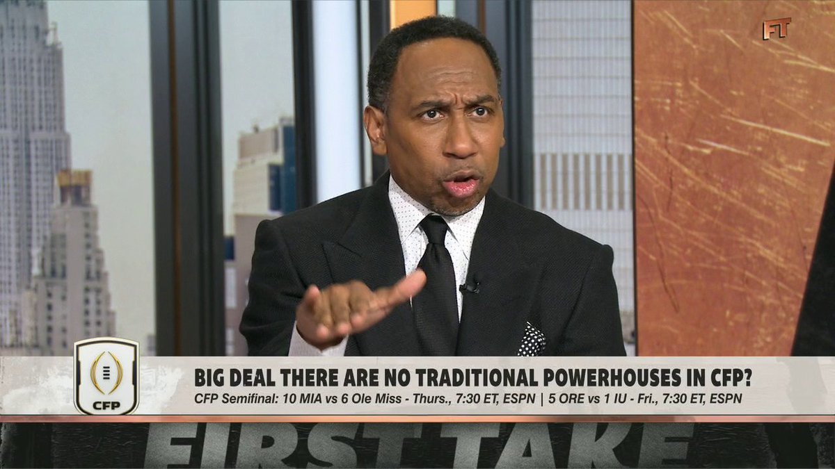 "The storylines with this final four, I love it, and I'm looking forward to Thursday and Friday's matchups." Stephen A Smith is all for this year's non-traditional final four in the CFP 🤩