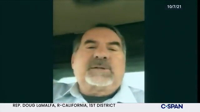 From 2021, Rep. Doug LaMalfa (R-CA) questioned the Secretary of Agriculture from a combine harvester. "We're cutting a little rice right here in Northern California."