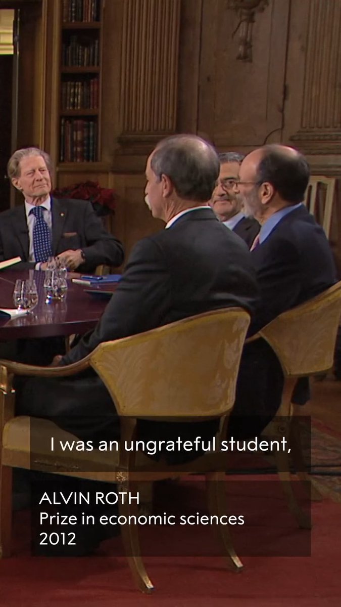 "I never finished high school." When economist Alvin Roth joined "Nobel Minds", a roundtable discussion of Nobel Prize laureates, he spoke about his high school experience. Roth was awarded 2012 prize in economic sciences “for the theory of stable allocations and the practice of market design.” Watch more editions of Nobel Minds: #NobelPrize