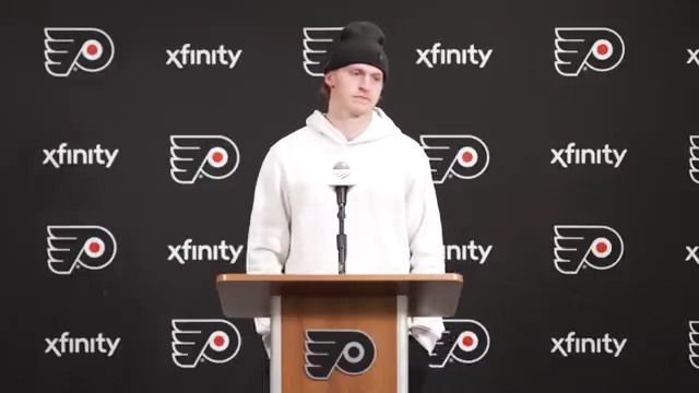 “I’ve loved my time being here.” Forward Christian Dvorak met with the media after signing a five-year contract extension with the Orange & Black. #LetsGoFlyers