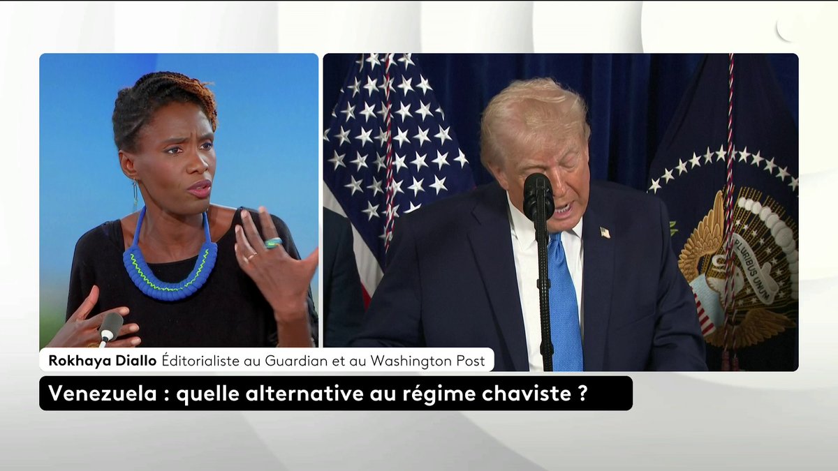 🔴 🗣️ "Il a déjà bombardé sept pays [...] c'est un président qui est extrêmement belliqueux", observe l'éditorialiste Rokhaya Diallo à propos de Donald Trump, après l'opération américaine militaire menée au Venezuela. #ToutEstPolitique #Canal16