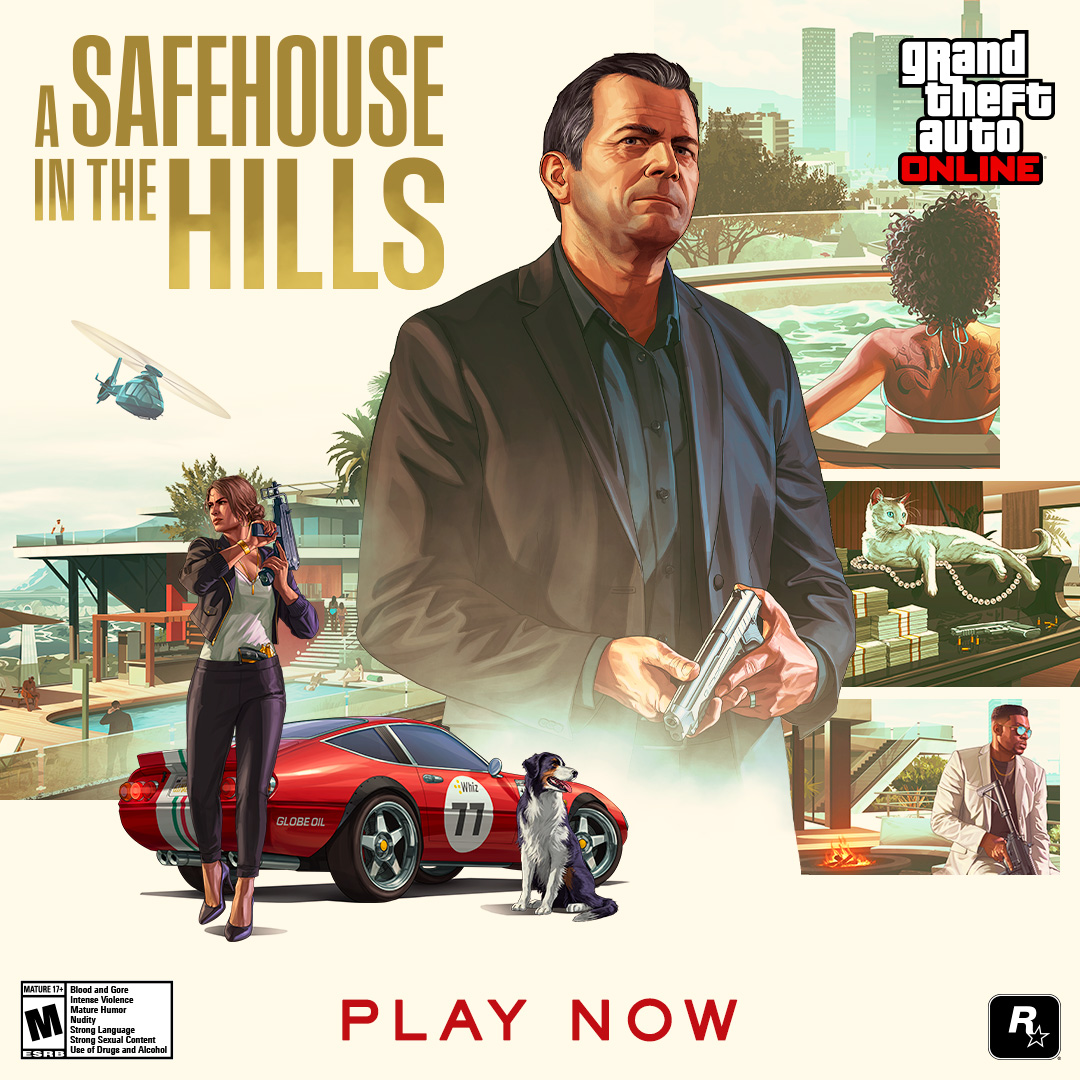 Status is everything. Take your rightful place amongst the city's elite with a lavish new mansion property. GTA Online: A Safehouse in the Hills, now available.