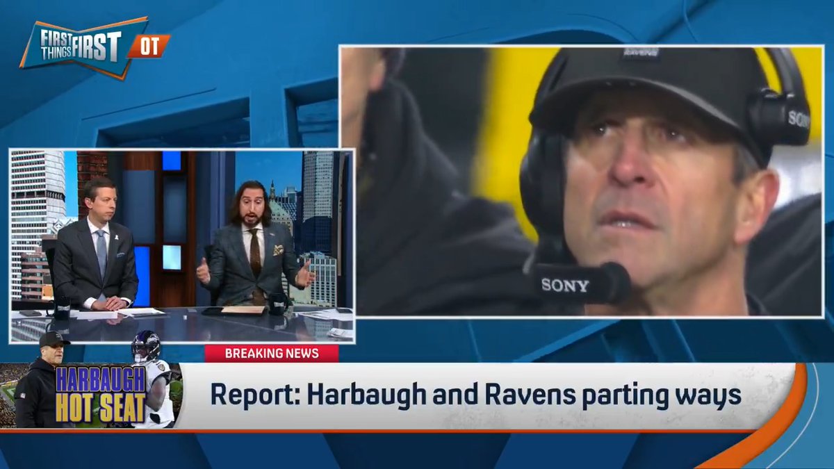 Breaking News: Harbaugh and Ravens parting ways. nick wright reacts: “I would like to congratulate the Baltimore Ravens in making it so much easier to keep Lamar Jackson... This is a very, very risky maneuver.”