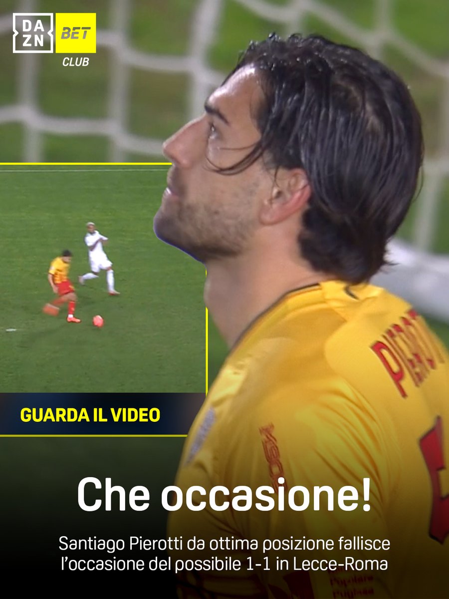 L'occasione per il pareggio del Lecce 👀 Pierotti: 😩⚽❌ #LecceRoma #SerieAEnilive #DAZN