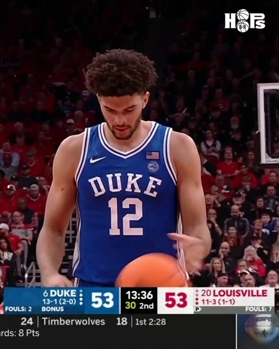 Duke freshman Cameron Boozer on the road against No. 20 Louisville: 27 PTS | 10-12 FG | 3-4 3PT | 8 REB | 4 AST | 2 STL