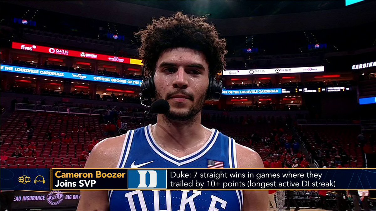 Cam Boozer talks to Scott Van Pelt after Duke's eighth straight win vs. Louisville 🤩