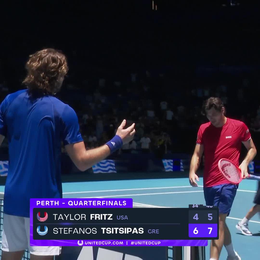 Healthy and HUNGRY 🤑 The moment resurgent @steftsitsipas topped Fritz to keep Greece in the hunt at #UnitedCup.