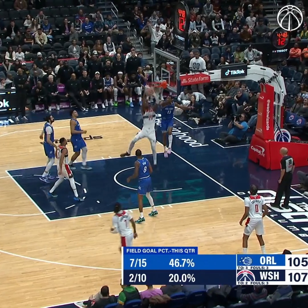 🇫🇷 Alexandre Sarr cette nuit face à Orlando : 🔸23 points 🔸7 rebonds, 2 passes, 1 steal 🔸5 CONTRES (!) 🔸7/14 au tir, 7/7 LF Très, très solide match d'Alex face au Magic, élément majeur dans la victoire des Wizards ! 🔥🔥🔥