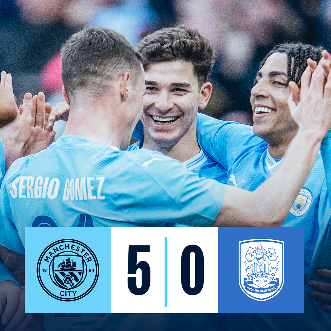 #OnThisDay: #ManCity 5-0 Huddersfield [2024] ⚽️ [33', 65'] Phil Foden ⚽️ [37'] Araña 🕷 ⚽️ [58' OG] Ben Jackson ⚽️ [74'] Jeremy Doku