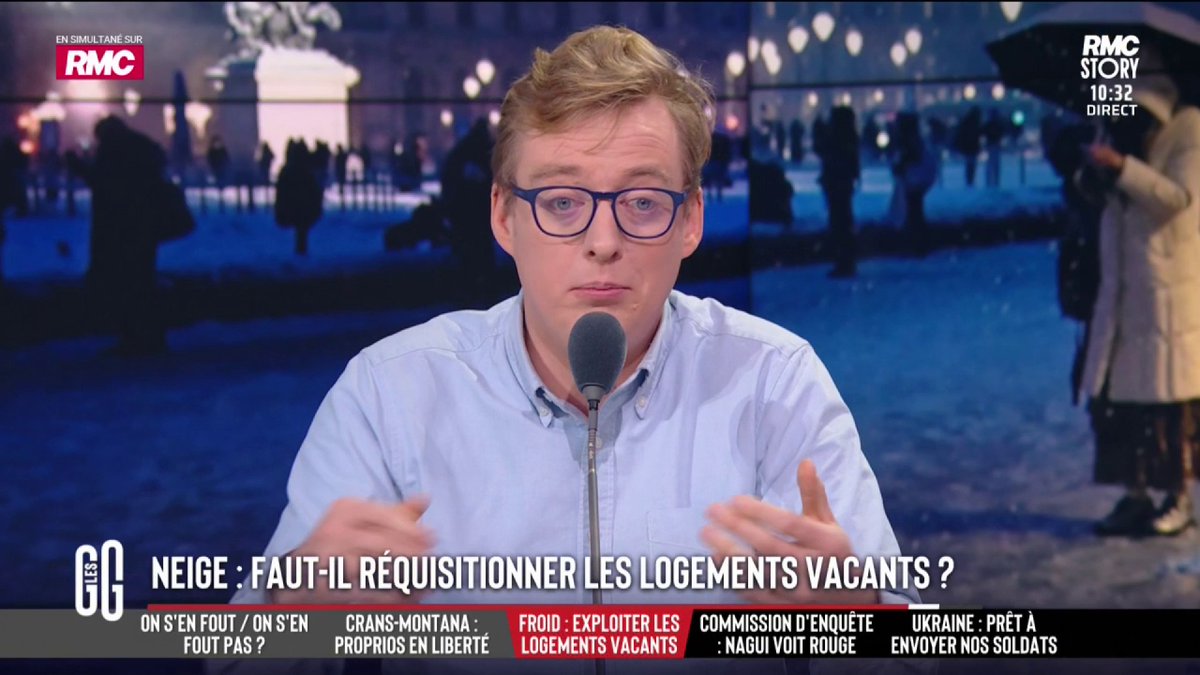 ❄️ Neige et froid : faut-il réquisitionner les logements vacants ? 🗣️ Antoine Diers : "C'est démago, les gens qui sont à la rue le sont souvent pour des raisons psychologiques ou psychiatriques. C'est juste une idée pour faire plaisir aux gauchistes." #GGRMC