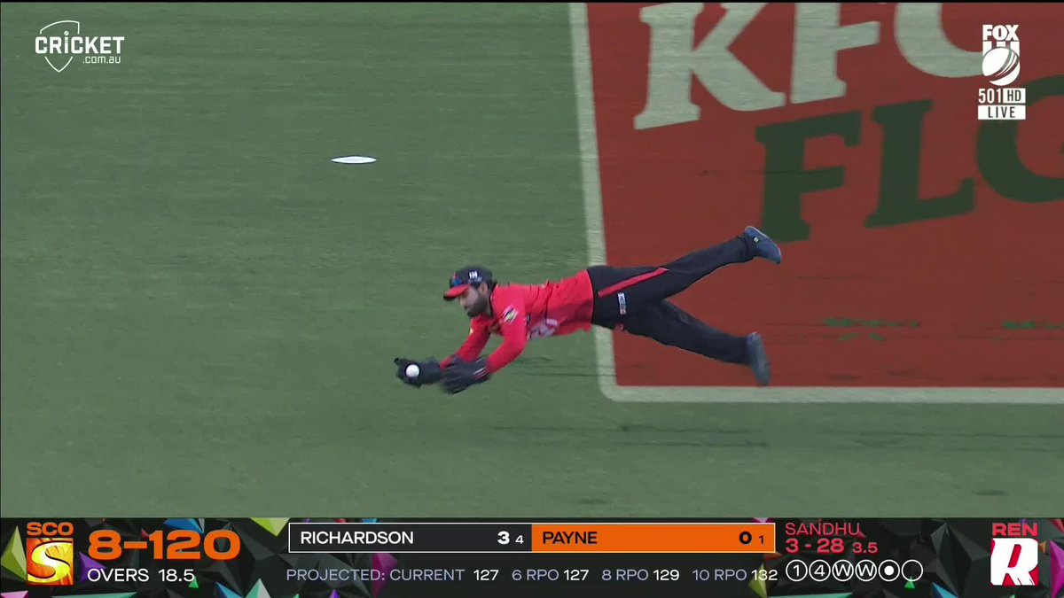 Pure magic from Riz! A flying, one‑hand grab for the highlight reel 🙌 #BBL15