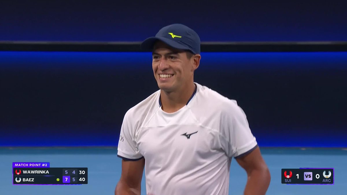 Understood the assignment 🫡 Sebastian Baez defeats Wawrinka 7-5 6-4 to keep Team Argentina's hopes alive.