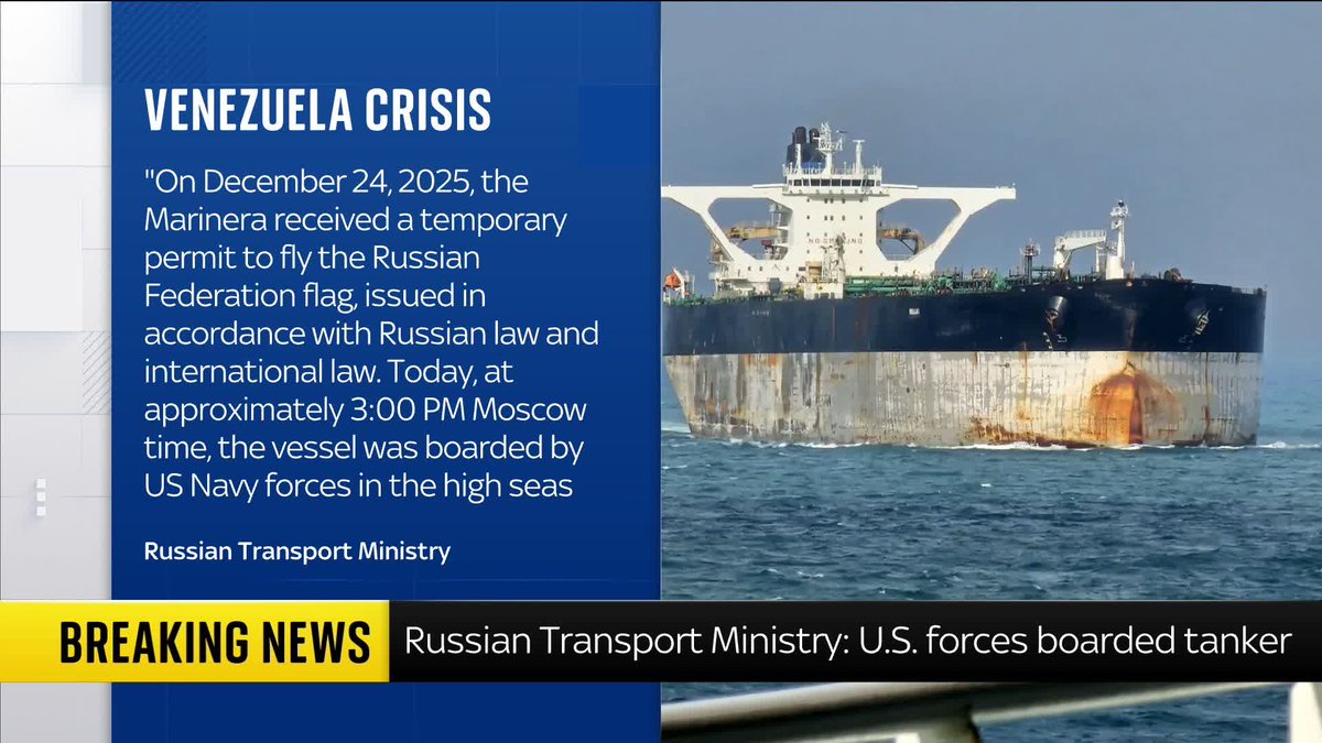 BREAKING: Russia's transport ministry has issued a statement on the seizure of the Marinera, saying the operation was violating maritime law. Latest: 📺 Sky 501 and YouTube