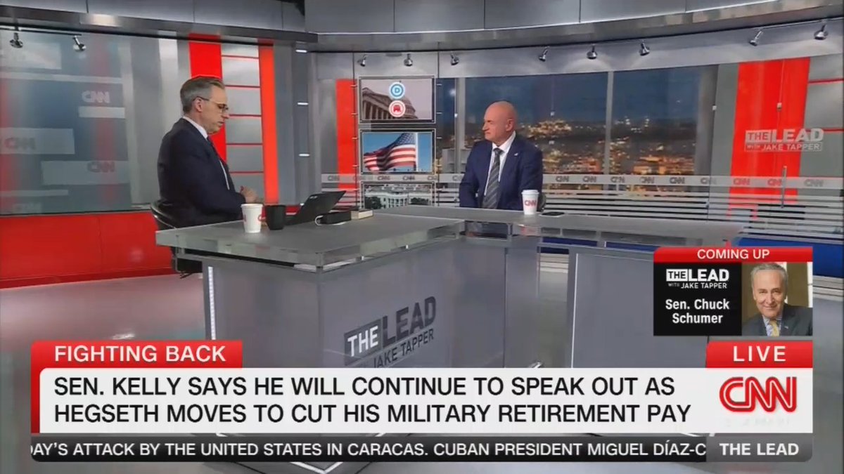 Sen. Kelly: I have attorneys. I'm not taking this lying down. Because this is significant. What they're trying to do to me sends a message to all these other retired members of the military, veterans, active duty service members, and US citizens that if you say something that Trump or Hegseth doesn't like, they're going to come after you. They're going to try to stifle your speech. So I'm not going to back down from these guys.