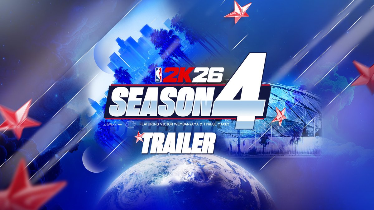 The stars are out and ready to shine in Season 4 of #NBA2K26 🤩 Read the full Courtside Report 📝 Get hyped for NBA All-Star weekend with rewards including: 🛞 LVL 18 8x8 Off-Road Vehicle 💈 LVL 29 Dreads Hairstyle 🌌 LVL 35 NBA 2K MyTEAM Dark Matter Angel Reese card 🏒 LVL 36 All-Star Hockey Jersey 🔥 LVL 39 Hyperfade Suit (Gen 9) 😤 LVL 40 NBA 2K MyTEAM Dark Matter Russell Westbrook card 📈 LVL 40 +1 Cap Breaker