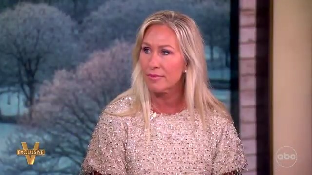 "The straw that broke the camel's back for me was the president calling me a traitor for standing with women who were raped," Marjorie Taylor Greene tells 'The View' co-hosts. "Political violence is real, and it's so sad, and the politics is so extreme and divisive."