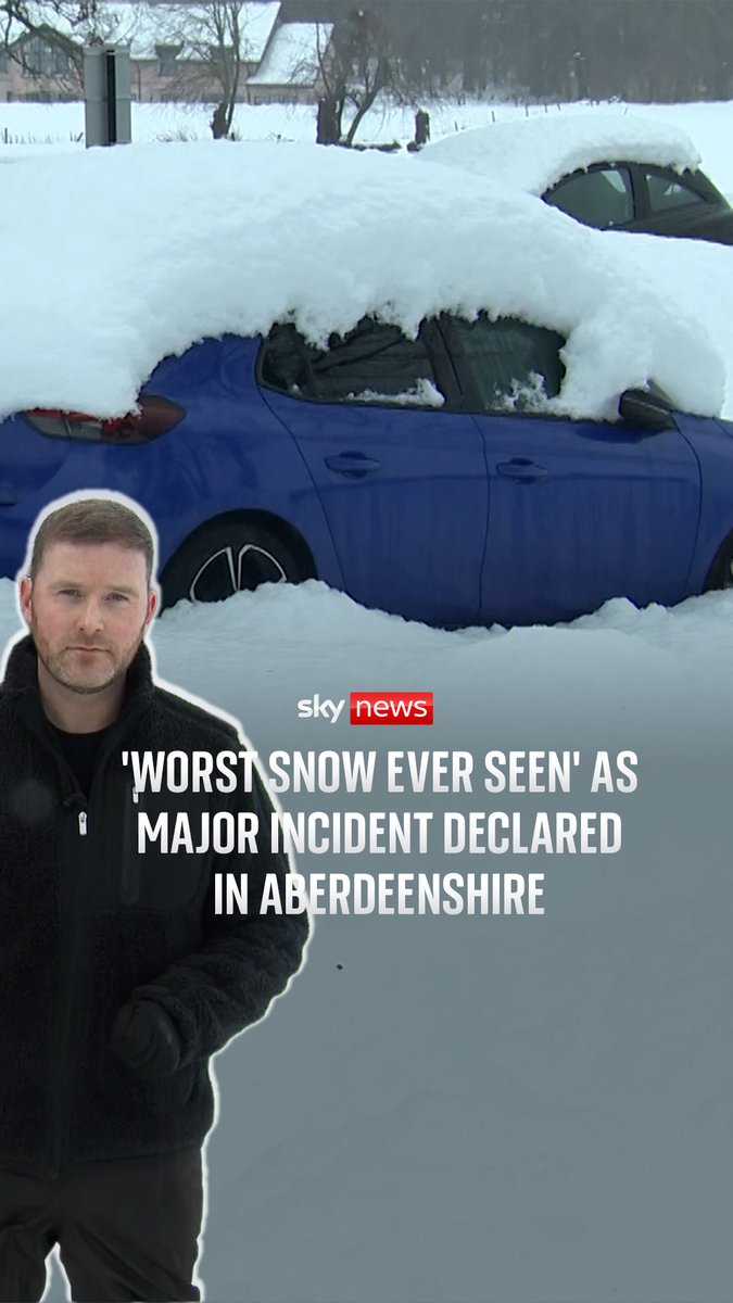The council in Aberdeenshire has declared a major incident as heavy snow batters the area. People have been trapped in their houses since New Year's Day and schools are closed, reports Sky's Connor Gillies.