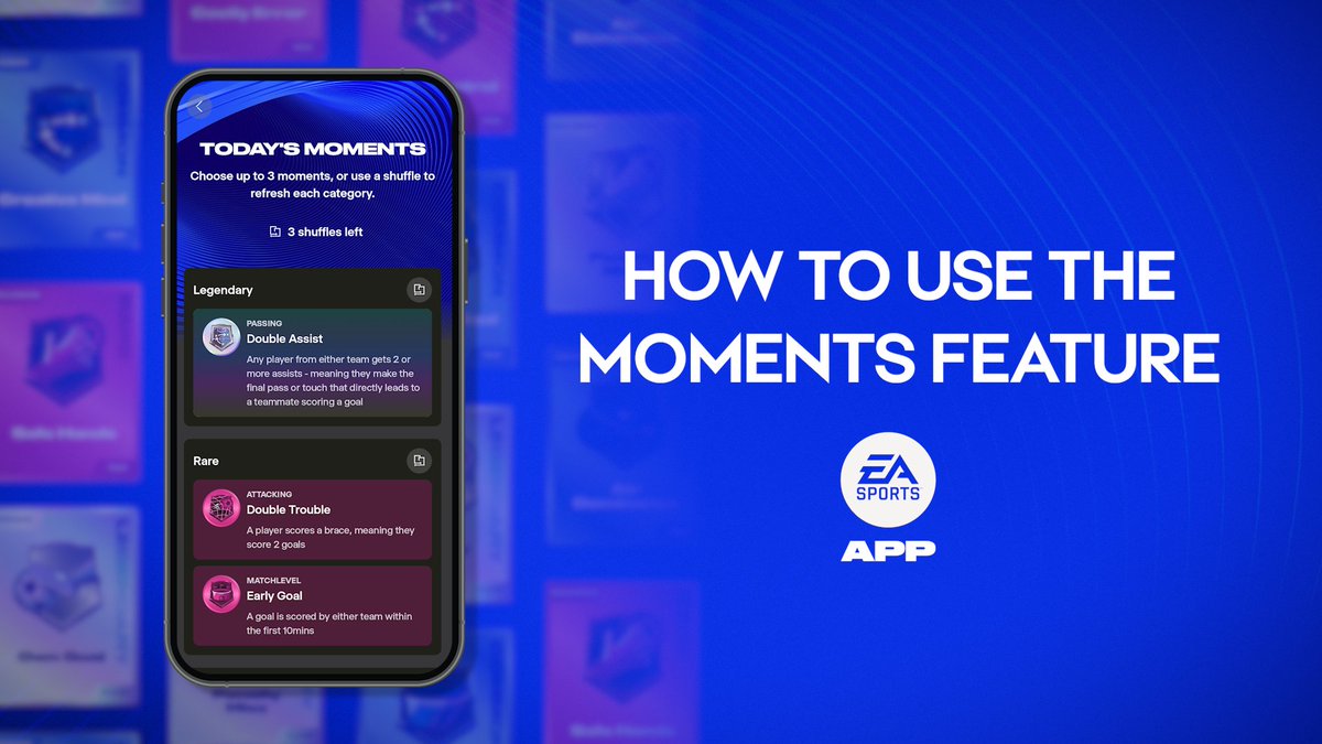 #FC26 players, it's time to put your football instincts to the test. Pick real match events, follow the action, and claim your Moments when they happen. Watch this video on how Moments works in the EA SPORTS App ⏬