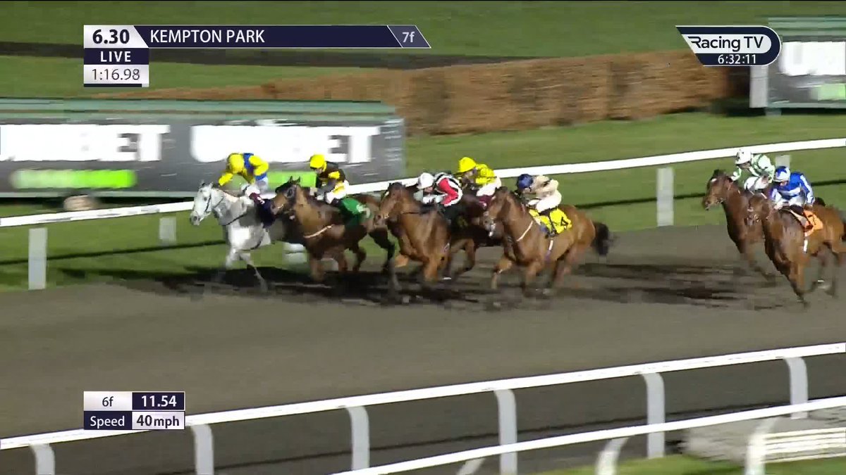 Bosh! 👊 𝐓𝐡𝐞 𝐋𝐨𝐬𝐭 𝐊𝐢𝐧𝐠 rules in the big race Kempton Park Racecourse, sponsored by Unibet A nice winner for Andrew Balding and Nicola Currie in the King Power silks 🔵⚪️🔵 This lad was last seen in the Britannia at Royal Ascot, after which he underwent a gelding op