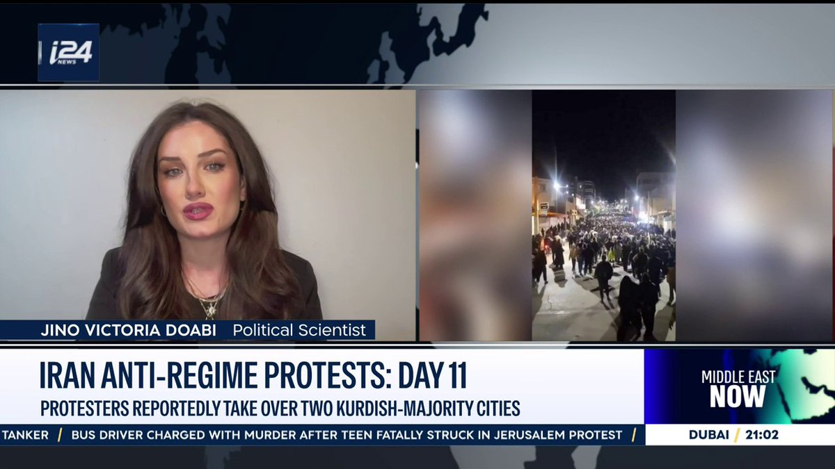 'It's a well-known tactic that the regime responds with extra brutality in Kurdish areas' Jino Victoria Doabi ژینۆ ویکتوریا دوآبی on #MiddleEastNow with Laura Cellier