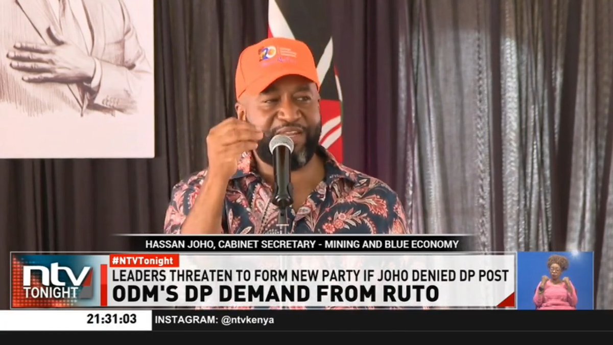 ODM's DP Demands From Ruto: A section of leaders from the Coast region are threatening to take over leadership of ODM party, if CS Hassan Joho is not elevated to replace Senator Oburu Oginga as party leader. #NTVTonight Number8, the poet Kevin Mutai