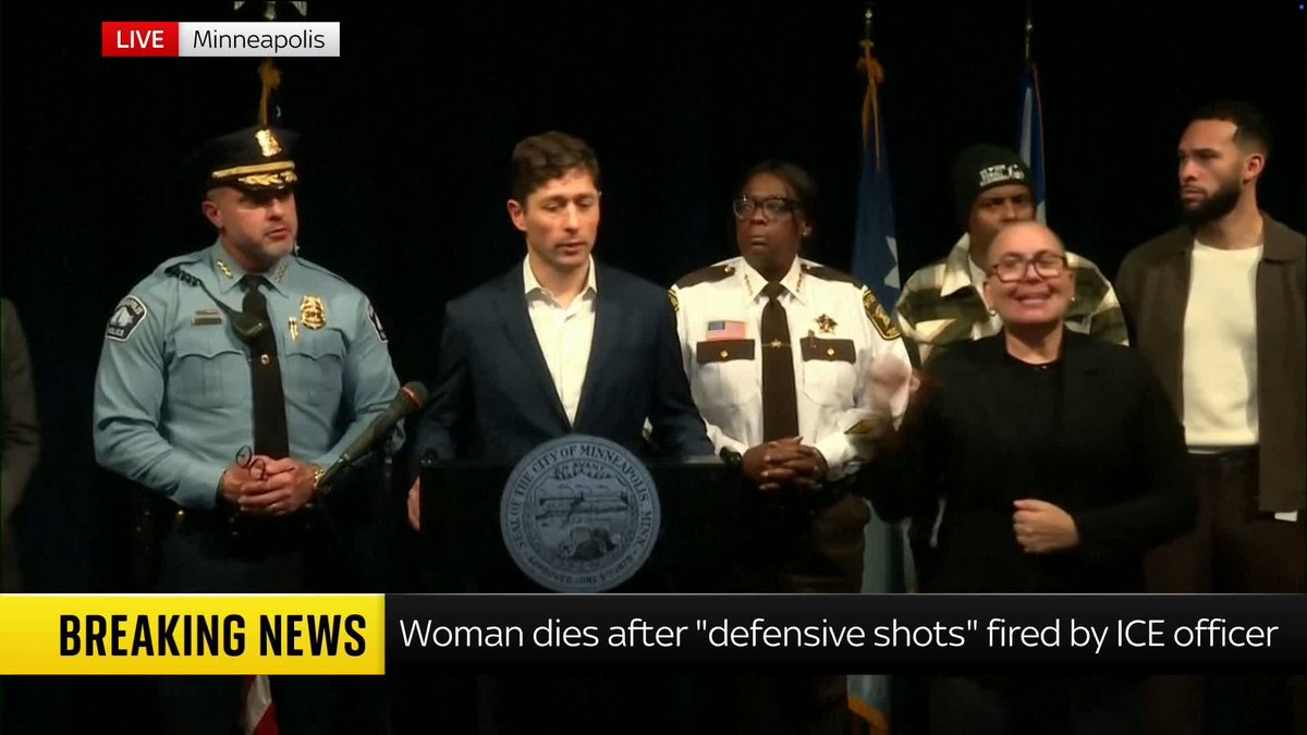 BREAKING: Minneapolis mayor Jacob Frey accuses US federal immigration enforcement (ICE) officers of creating 'dysfunction and chaos' after a woman was shot dead by an ICE officer in the city. Latest 🔗 📺 Sky 501 and YouTube