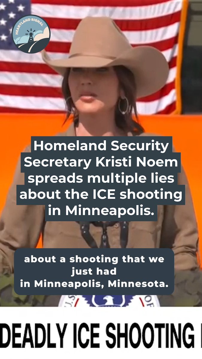 Homeland Security Secretary Kristi Noem spreads multiple lies about the ICE shooting in Minneapolis. Multiple videos show that an ICE vehicle was not stuck in the snow, the woman did not try to run over ICE agents and the ICE officer did not act "defensively."