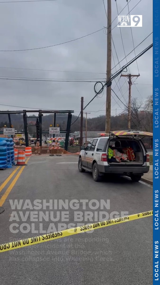 Emergency crews are responding to a major incident at the Washington Avenue Bridge, which has collapsed into Wheeling Creek. Multiple crews are working swiftly to rescue those injured in the collapse. Access to the area has been closed to facilitate rescue operations.