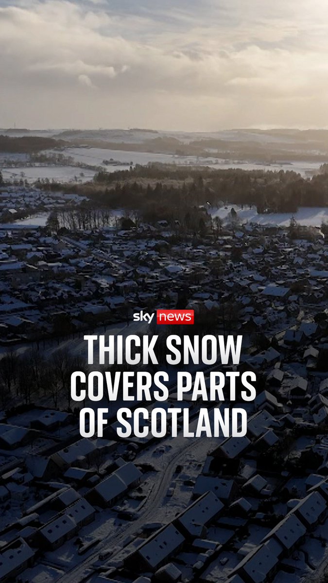 Drone footage shows snow covering parts of Scotland ❄️ The council of Aberdeenshire has declared a "major incident" due to the adverse weather conditions. More on the weather ahead of Storm Goretti arrival: