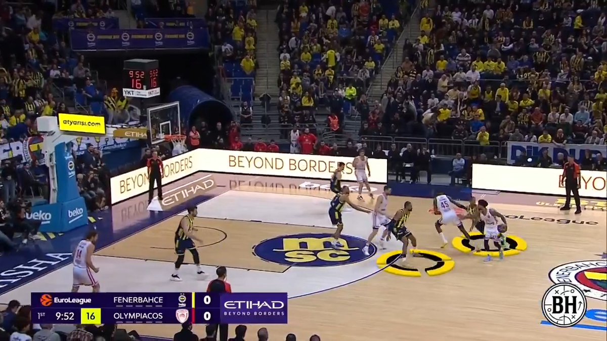 Saras' Fenerbahce suffocating switching defense (top in the league) against Olympiacos; the league's best offense. A mix of switch and under depending on situation and the player.