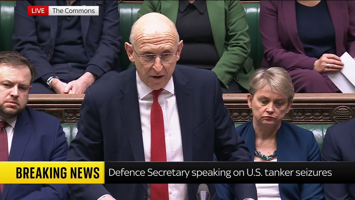 The UK's defence secretary John Healey has said the Marinera oil tanker intercepted by the US was "falsely flagged" and is a "sanctioned, stateless vessel". 📺 Sky 501 and YouTube