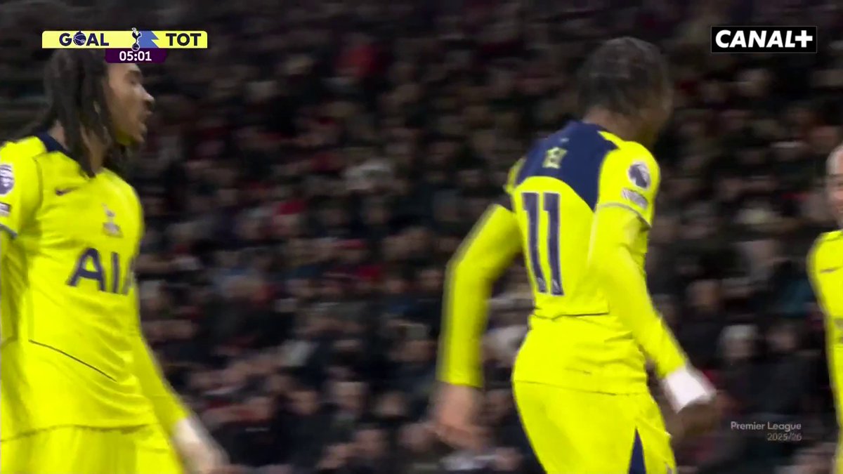 🇫🇷 ET MATHYS TEL OUVRE LE BAL 🔥 Le Français permet aux Spurs de mener face à Bournemouth après une talonnade de Simons ! Multiplex à suivre sur CANAL+SPORT 360 🖥️ | #PremierLeague