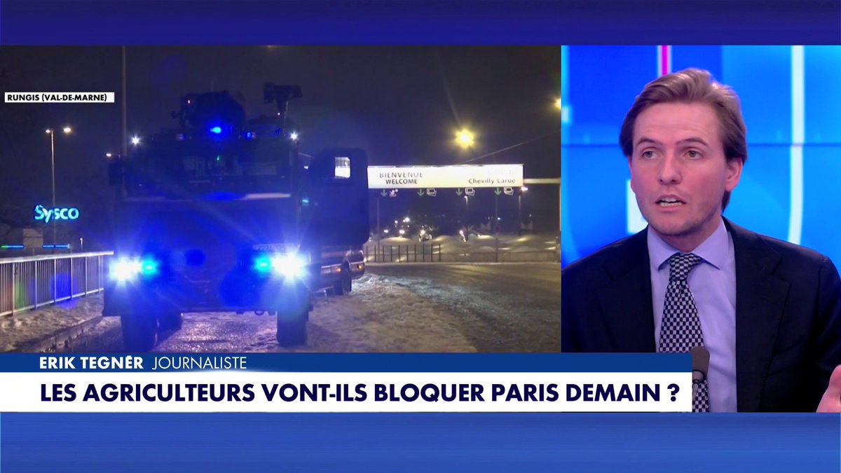 «Ça me choque de voir à quel point il y a une forme de répression qui s’organise à l’égard des agriculteurs», a réagi Erik Tegnér, journaliste, face aux images des agriculteurs en route vers Paris