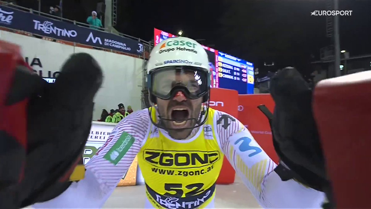 Lo grita porque sabe que lo que ha hecho es INCREÍBLE Quim Salarich 🇪🇸 se ha marcado el SEGUNDO mejor tiempo en el eslalon de Madonna si Campiglio y ha acabado 1️⃣3️⃣ tras remontar 10 puestos 🔥 Y permite a España soñar con otra plaza olímpica 🙏