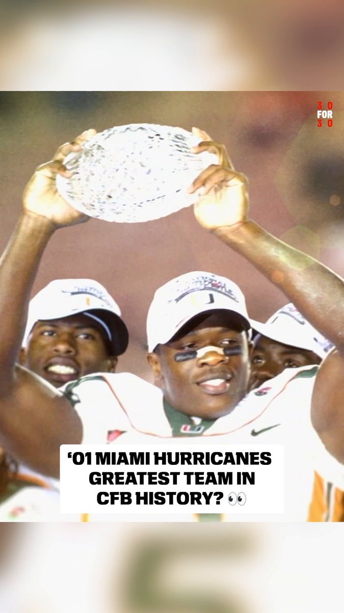 The Miami Hurricanes beat Nebraska 37-14 in the Rose Bowl to cap off their UNDEFEATED 2001 National Championship season. 30 for 30: ‘The U: Part 2’ 🎥