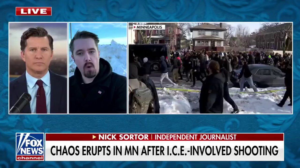 “THE WRITING IS ON THE WALL.” 🚨Nick Sortor LIVE in Minneapolis, Minnesota, as chaos erupts after an I.C.E.-involved shooting. "When an I.C.E. agent ends up being killed — which is a very high probability, especially with all the violence being stoked by public officials, they’re going to say ‘Look, we told you guys to leave. It’s your fault.’”