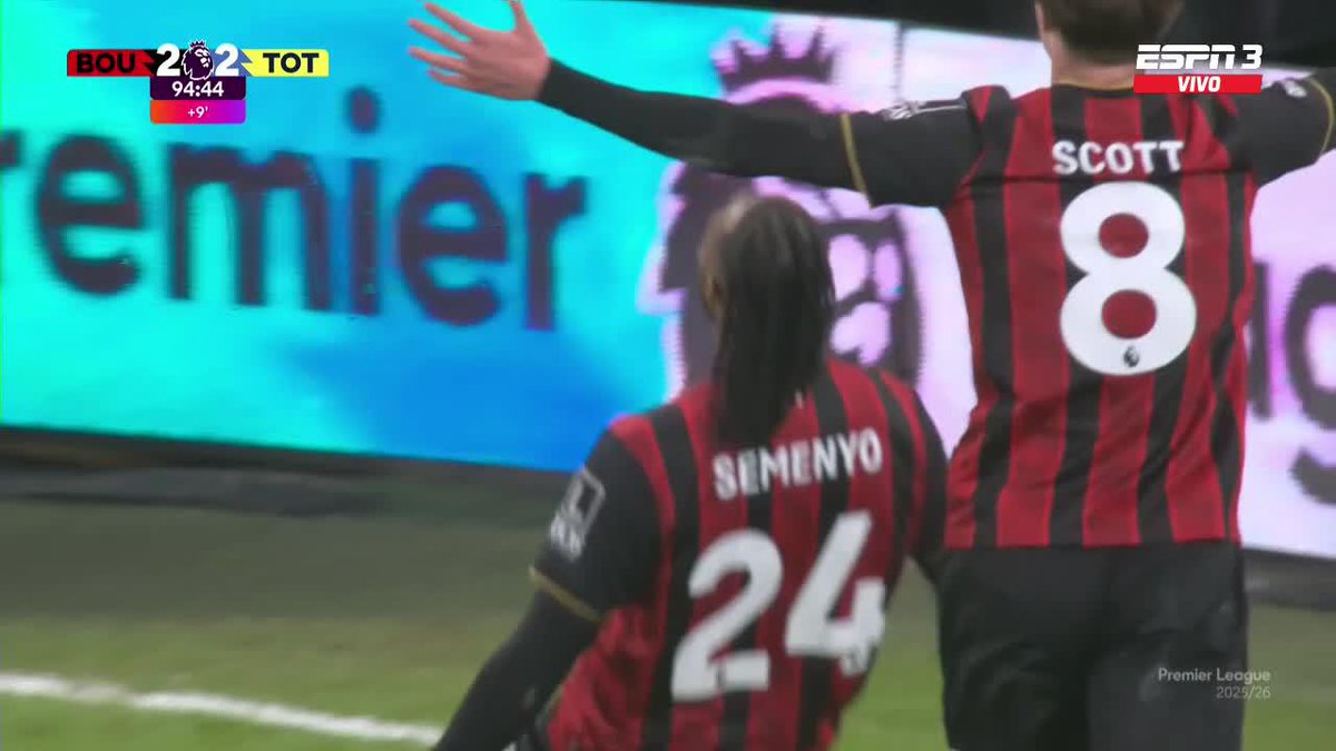 🇬🇭🤯 GOLAZO DE ANTOINE SEMENYO EN SU ¡ÚLTIMO MINUTO! COMO JUGADOR DEL BOURNEMOUTH, PARA GANARLE AL TOTTENHAM. Mañana se hará la revisión médica para firmar en Manchester City. 👀