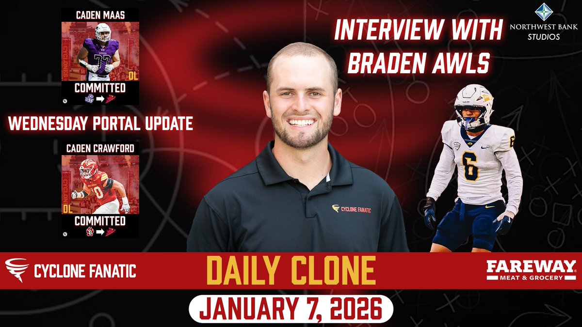 DAILY CLONE: Jake Brend sits down with Toledo safety Braden Awls about his recruitment to Iowa State and what type of defense the Cyclones are building. Plus, a Wednesday portal update.