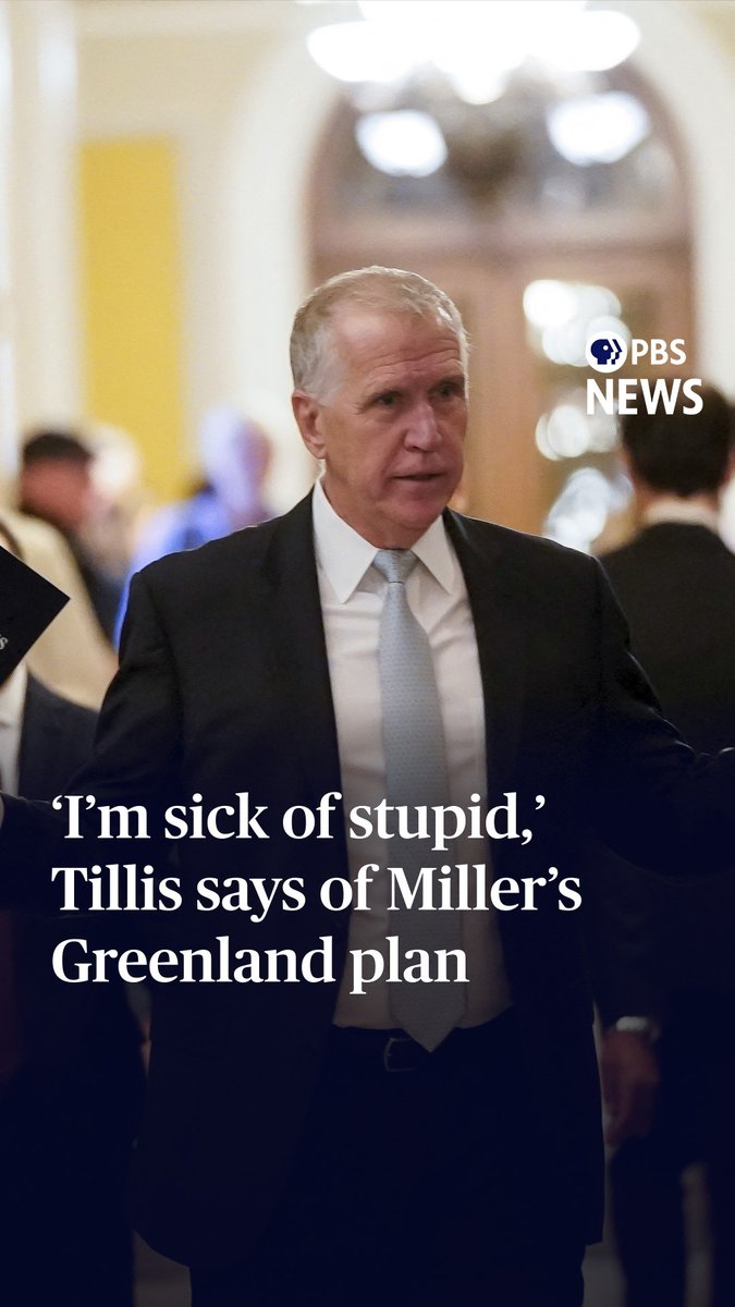 Sen. Thom Tillis, R-N.C., railed against claims from the White House that the United States should assume control of Greenland. His fiery Senate floor speech on Wednesday came after White House Deputy Chief of Staff Stephen Miller had questioned the territorial claim Denmark has over Greenland in an interview on CNN Monday evening, adding, "Greenland should be part of the United States." The comments come in the wake of the U.S. military capture of Venezuelan President Nicolas Maduro over the weekend. "I'm sick of stupid," Tillis said, after pointing out Denmark's — and thus Greenland's — high level of support to NATO forces during the war in Afghanistan. "I want good advice for this president because I want this president to have a good legacy."